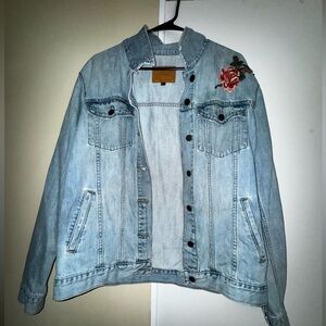 Sanctuary Light Blue Denim Jacket with Floral Detail